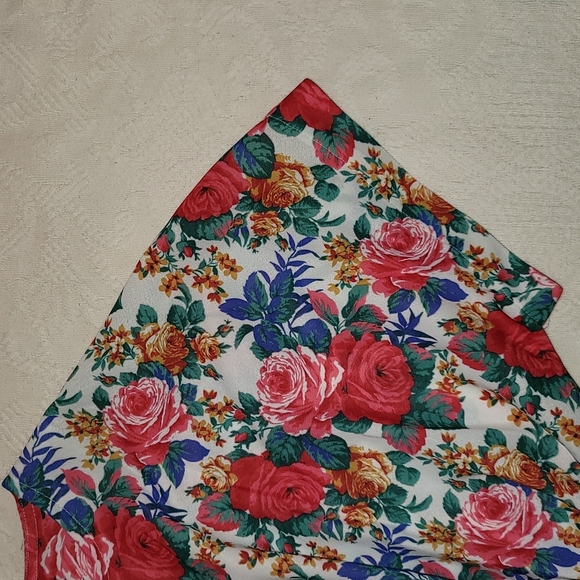 Vintage 80's dress floral roses polyester elastic waist full skirt sz medium - Picture 6 of 10
